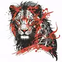 Cat with lion shadow tattoo design idea