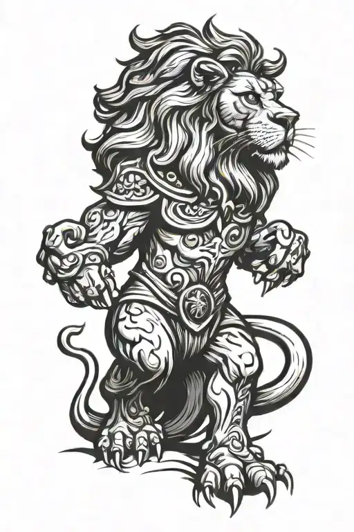 old English lion standing tattoo design idea