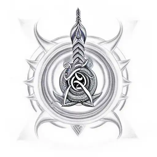 Shiva's trident, cobra wrapped around it, with an om symbol behind it, and include the drum tattoo design idea