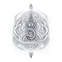 Shiva's trident, cobra wrapped around it, with an om symbol behind it, and include the drum tattoo design idea