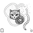 A dotwork tattoo of a cat and a snake in a Last of Us inspired setting tattoo design idea