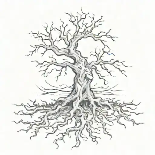 lightning tree roots tattoo design idea