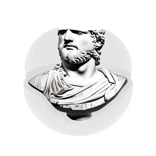 broken roman bust tattoo design idea