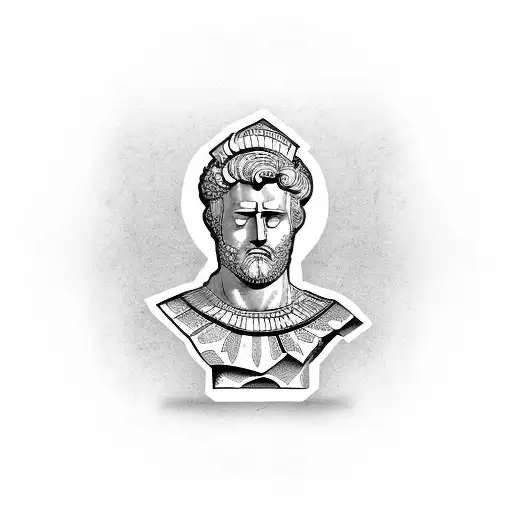 broken roman bust tattoo design idea