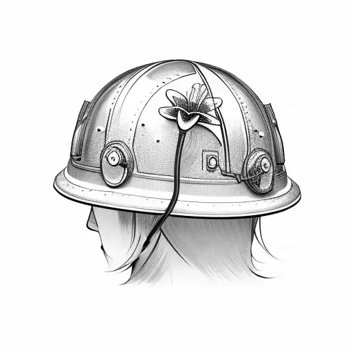 miners helmet with lilys tattoo design idea