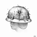 miners helmet with lilys tattoo design idea