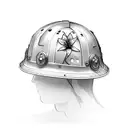 miners helmet with lilys tattoo design idea