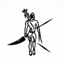 warrior with weapons tattoo design idea