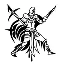 warrior with weapons tattoo design idea