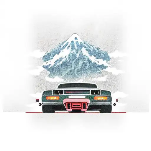 90s japanese sport cars tattoo design idea