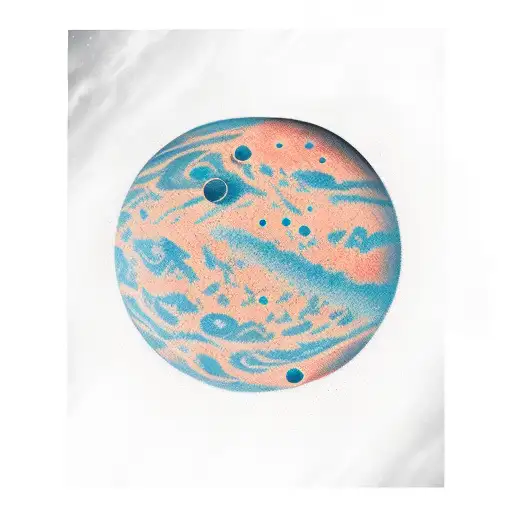 crescent planet mars with trees tattoo design idea