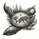 flat earth tattoo design idea