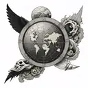 flat earth tattoo design idea