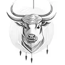 A bull with a sword of Damocles hanging over its head tattoo design idea