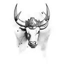A bull charging forward with boxing gloves on its horns tattoo design idea