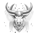 A bull charging forward with boxing gloves on its horns tattoo design idea