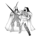Linear silhouette of the fighter the undertaker tattoo design idea