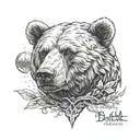 bear head stone elements nordic tattoo design idea
