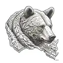 bear head stone elements nordic tattoo design idea