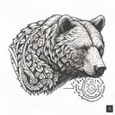 bear head stone elements nordic tattoo design idea