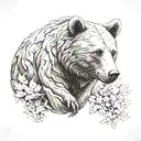 bear head stone elements nordic tattoo design idea