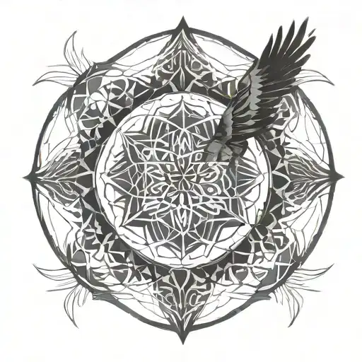 seed of life with crow wings spread tattoo design idea