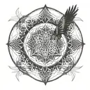 seed of life with crow wings spread tattoo design idea