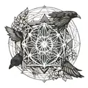 seed of life with crow wings spread tattoo design idea