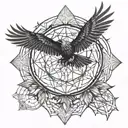 seed of life with crow wings spread tattoo design idea