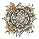 seed of life in centre of chest  tattoo design idea