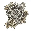 seed of life in centre of chest  tattoo design idea