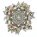 seed of life in centre of chest  tattoo design idea