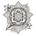 seed of life in centre of chest  tattoo design idea