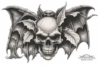 Skull with bat wings spread wide open wings tattoo design idea
