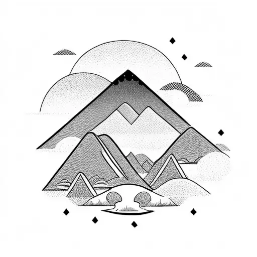 vietnamese rice field filled moutains tattoo design idea