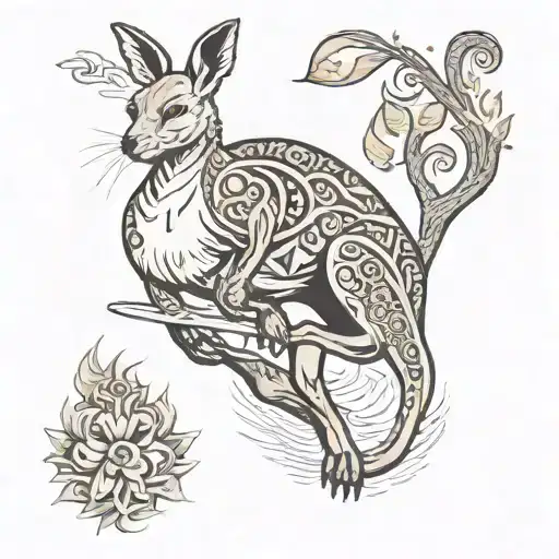 kangaroo doong a kick flip tattoo design idea
