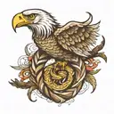 snake wraped around eagle soaring tattoo design idea