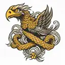 snake wraped around eagle soaring tattoo design idea