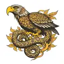 snake wraped around eagle soaring tattoo design idea
