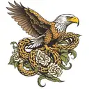 snake wraped around eagle soaring tattoo design idea
