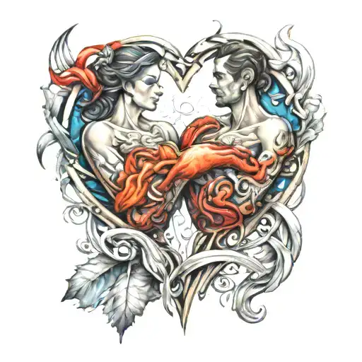 soulmates love bonded tattoo design idea