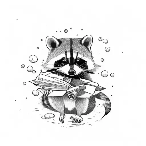 racoon flash cartoon happy love  tattoo design idea