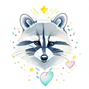 racoon flash cartoon happy love  tattoo design idea