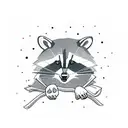 racoon flash cartoon happy love  tattoo design idea