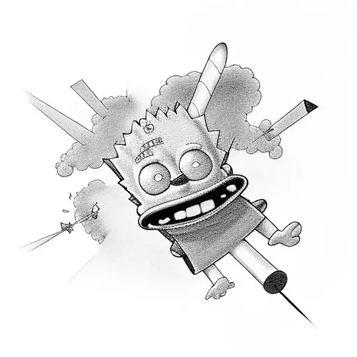 bart Simpson taxi cab clouds roads Cody maverick  tattoo design idea