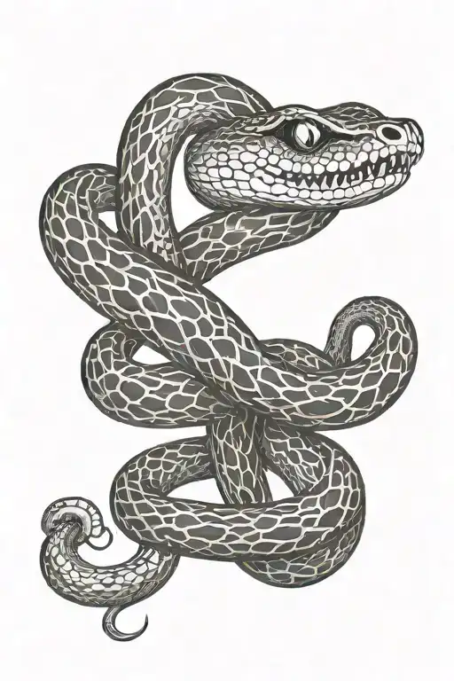 snake half skelet on the tail part tattoo design idea