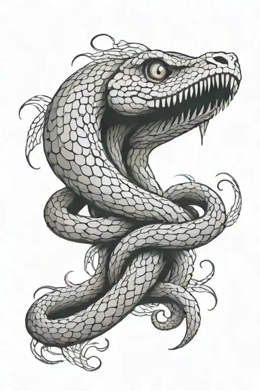 snake half skelet on the tsil part tattoo design idea