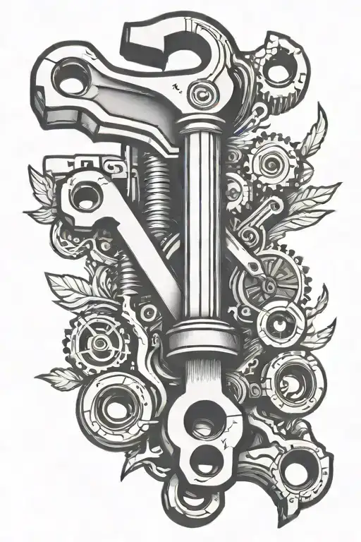 Wrench & Piston tattoo design idea