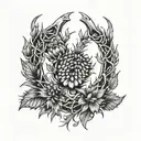 horseshoe thistle tattoo design idea