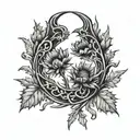 horseshoe thistle tattoo design idea